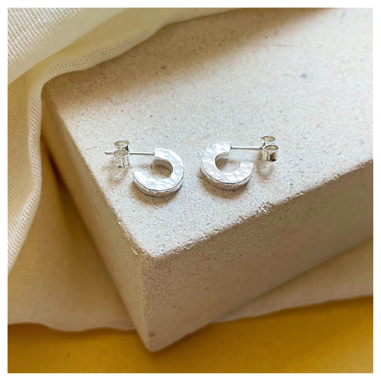 Sterling Silver Mini Hammered Hoop Earrings