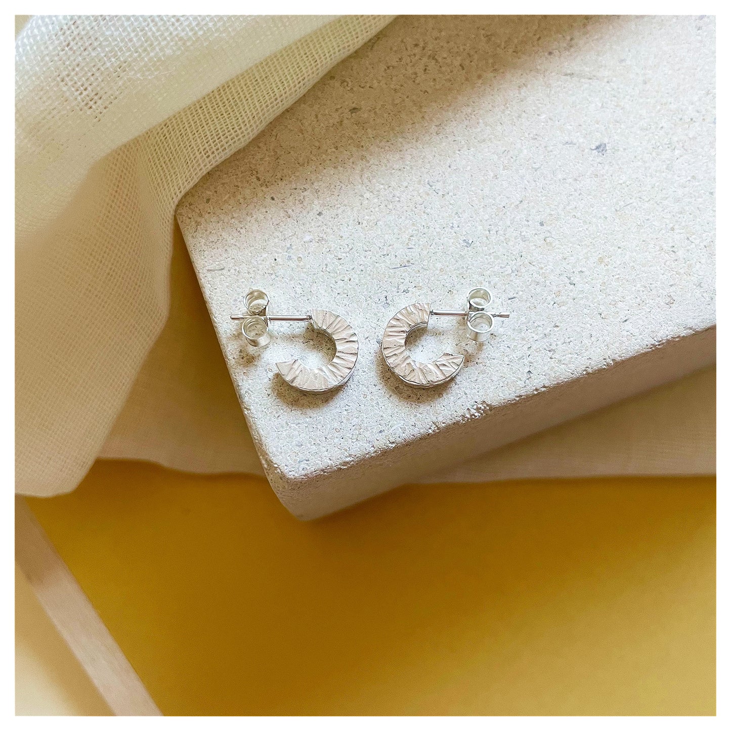 Sterling Silver Mini Textured Hoop Earrings