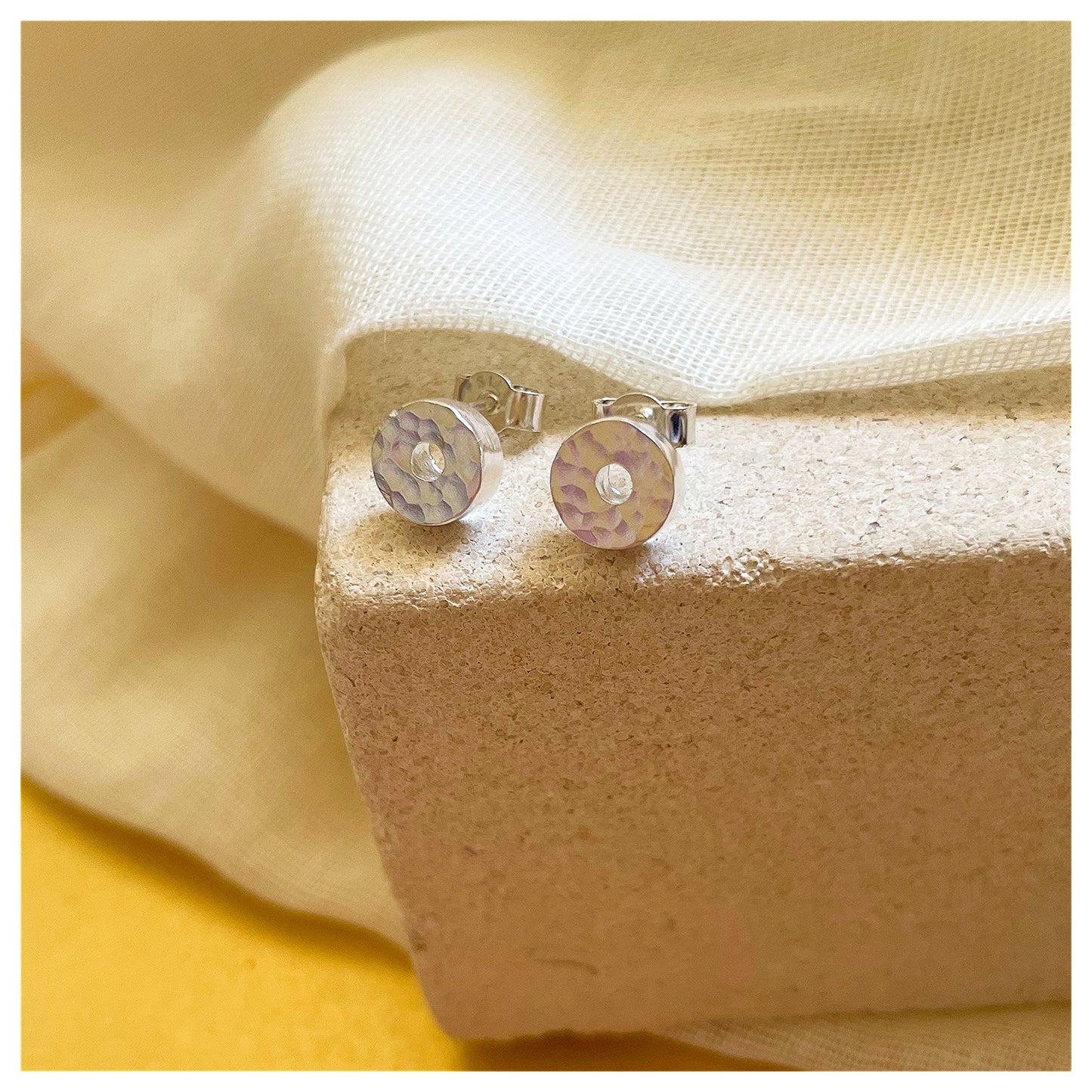 Sterling Silver Hammered Mini Donut Studs