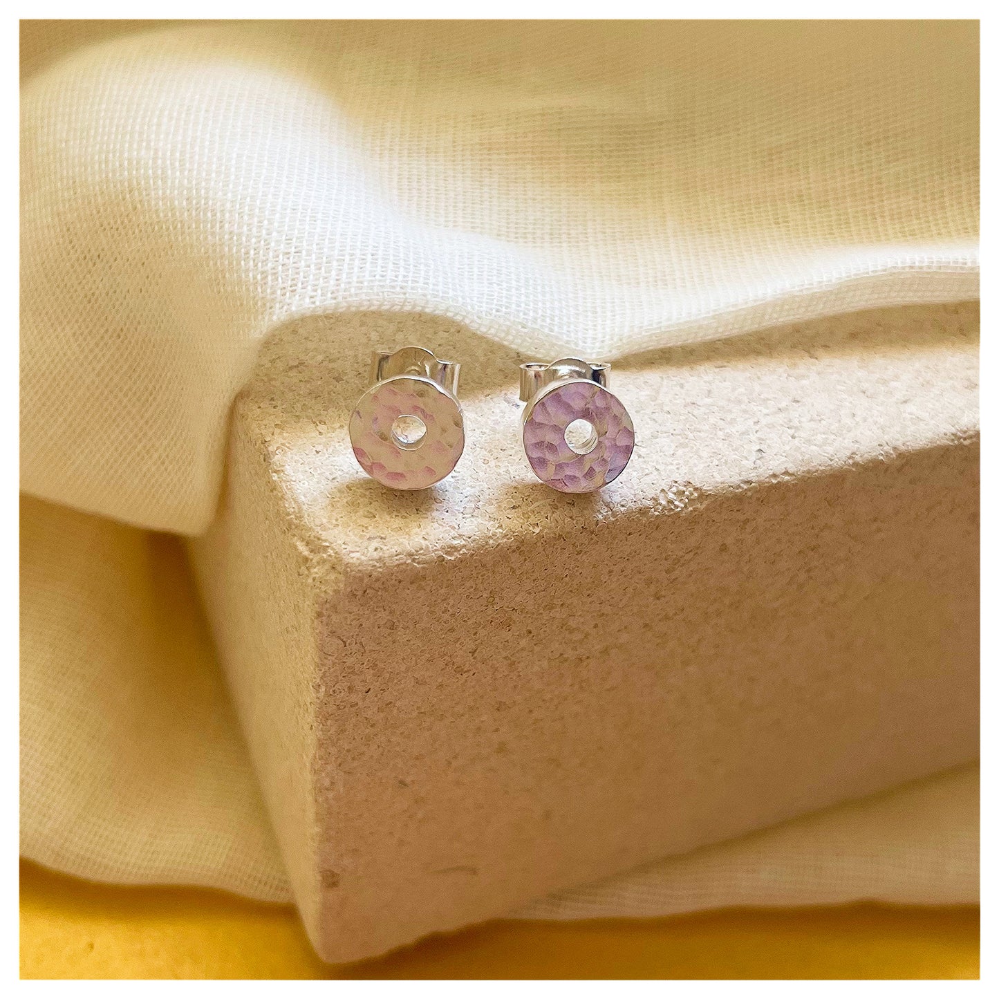 Sterling Silver Hammered Mini Donut Studs