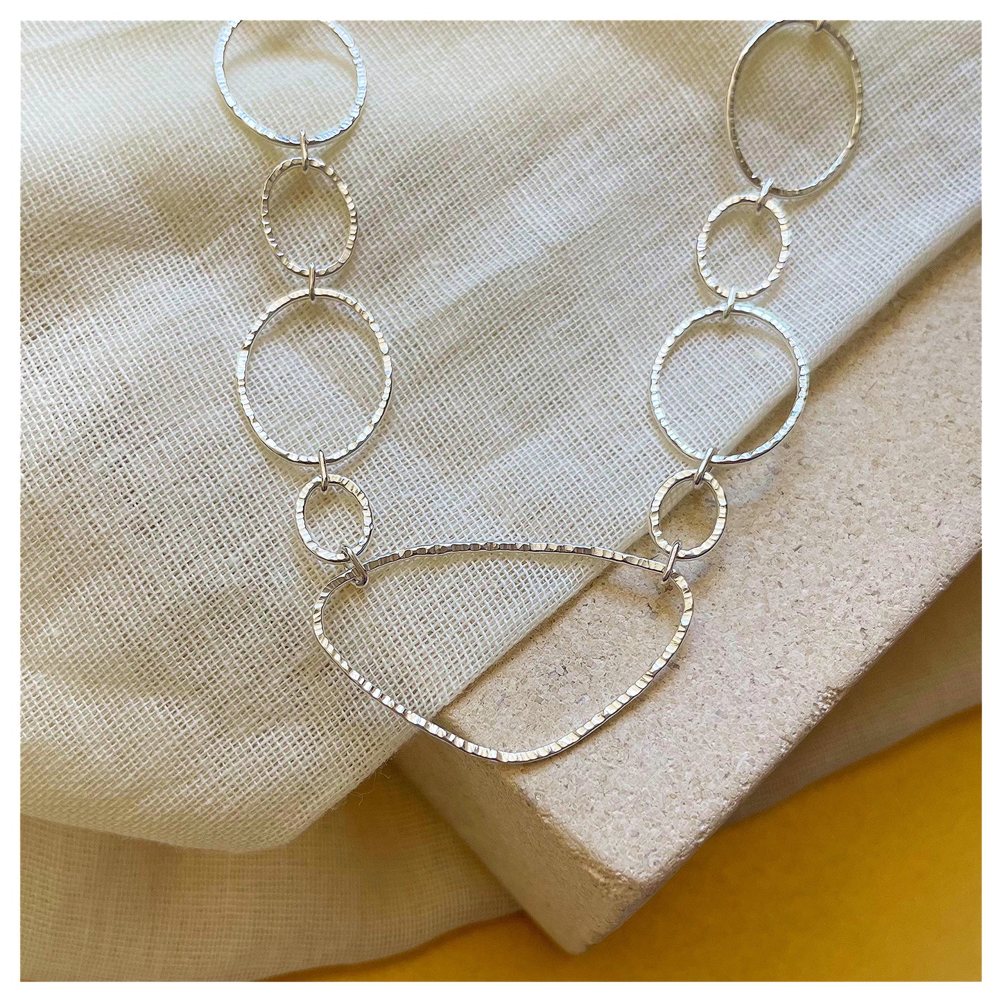 Sterling Silver Organic and Oval Link Chain Necklace