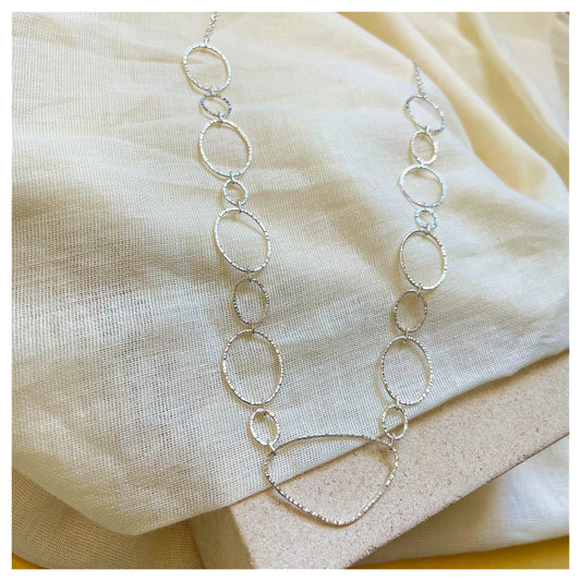 Sterling Silver Organic and Oval Link Chain Necklace