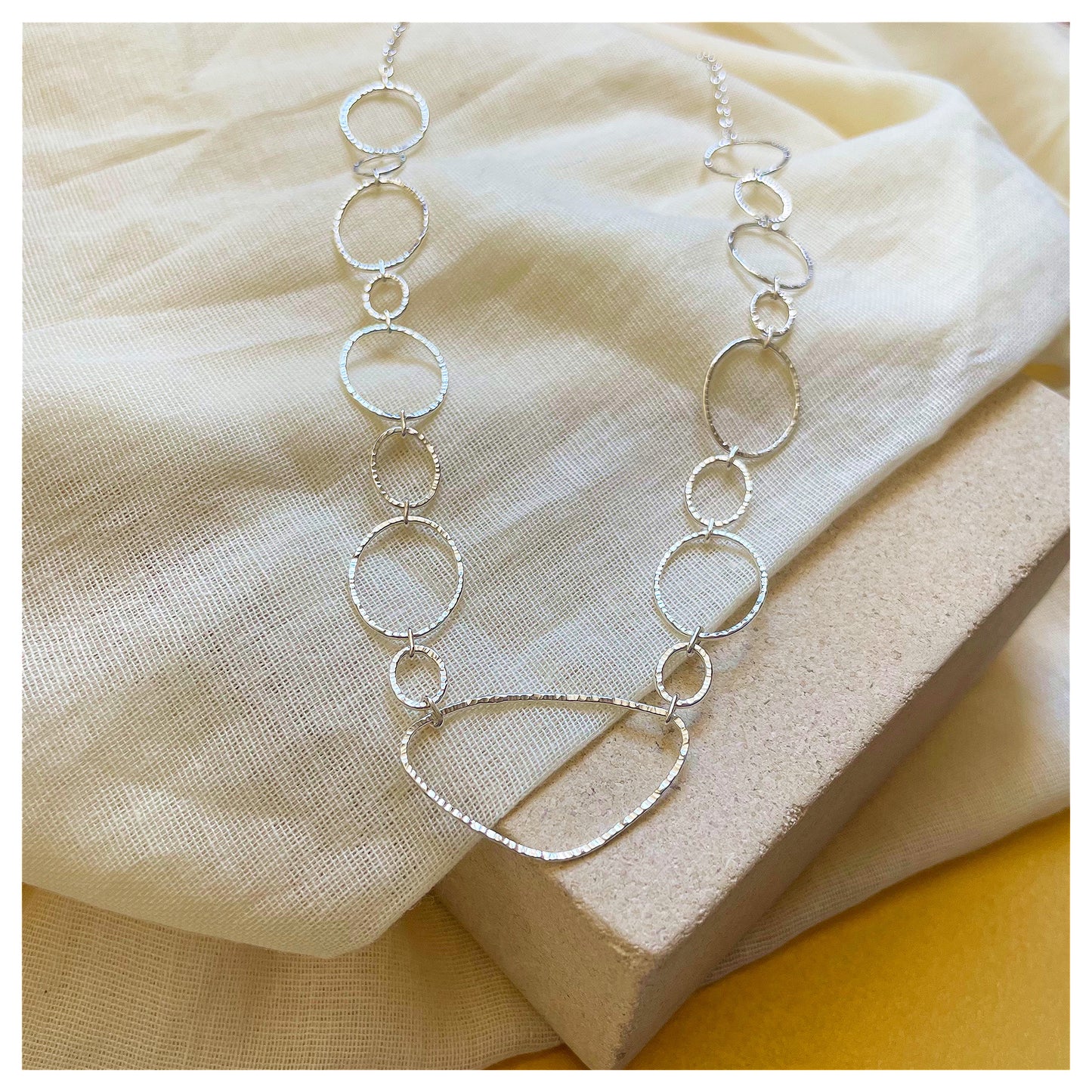 Sterling Silver Organic and Oval Link Chain Necklace