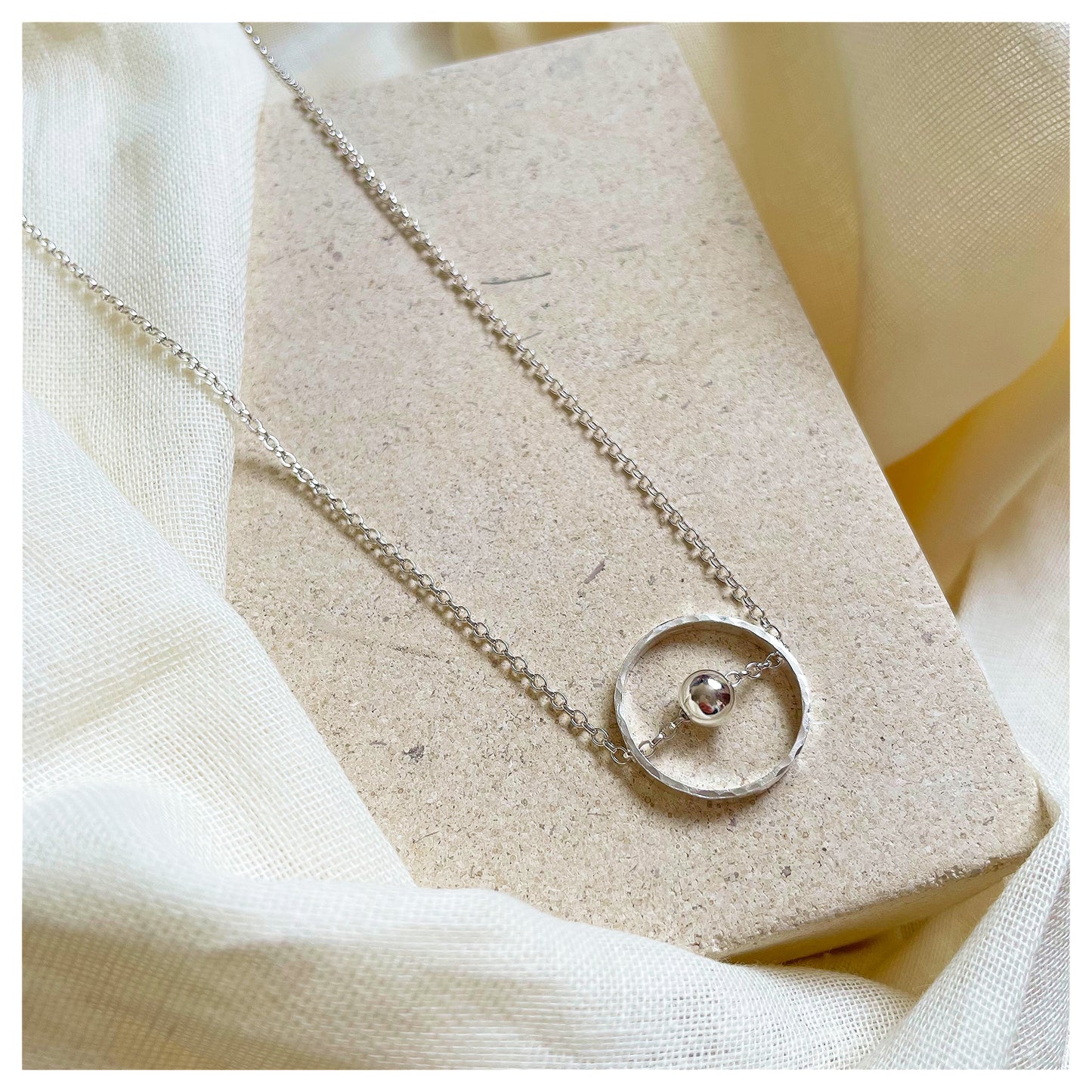 Sterling Silver Circular Necklace with Bead