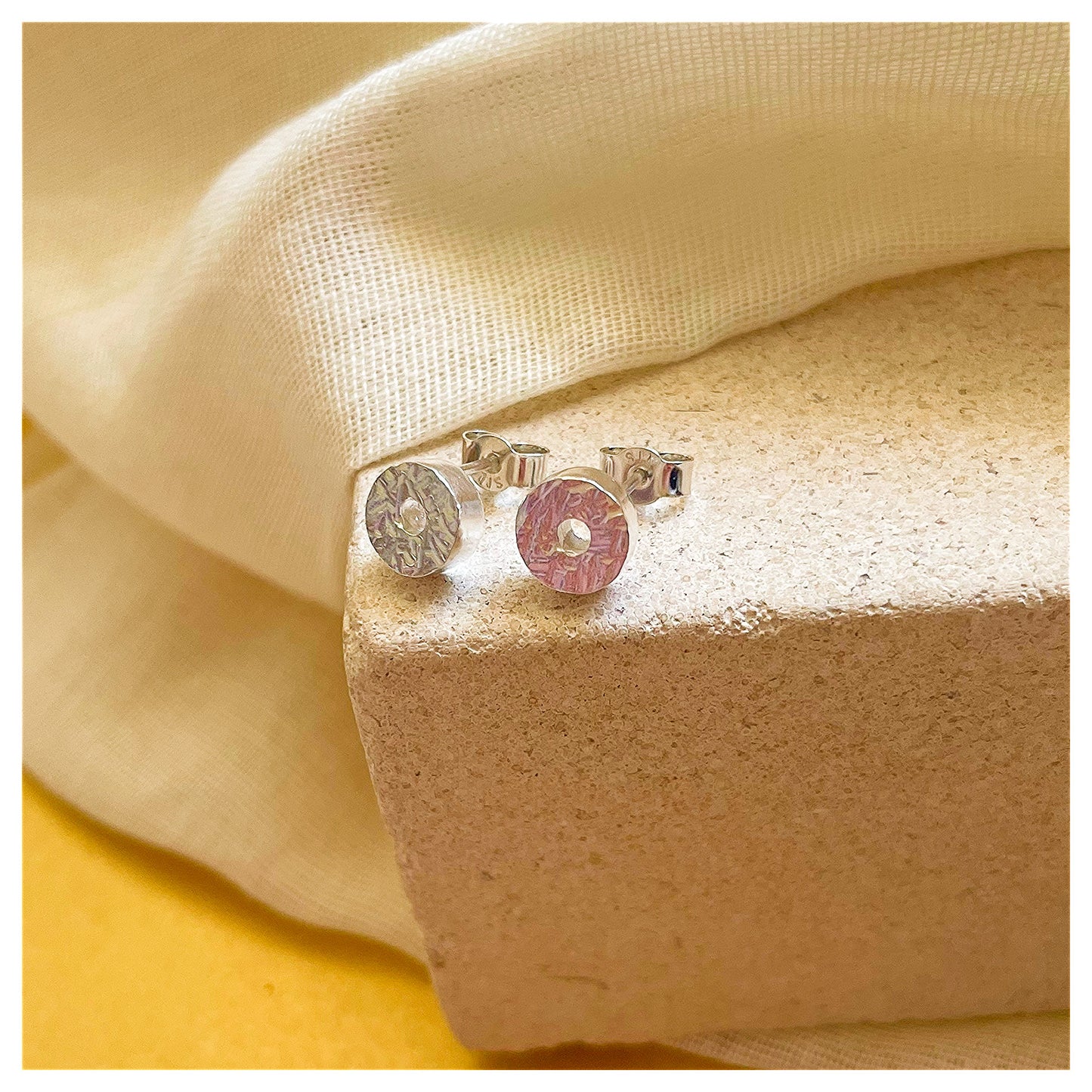 Sterling Silver Textured Mini Donut Studs