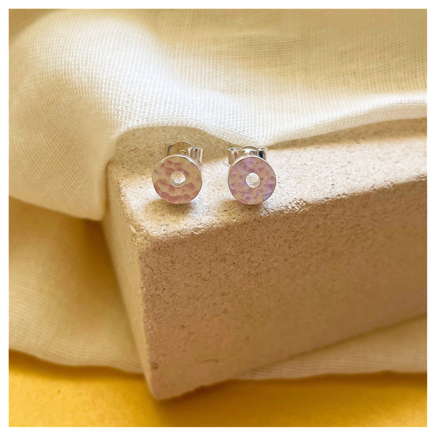 Sterling Silver Hammered Mini Donut Studs