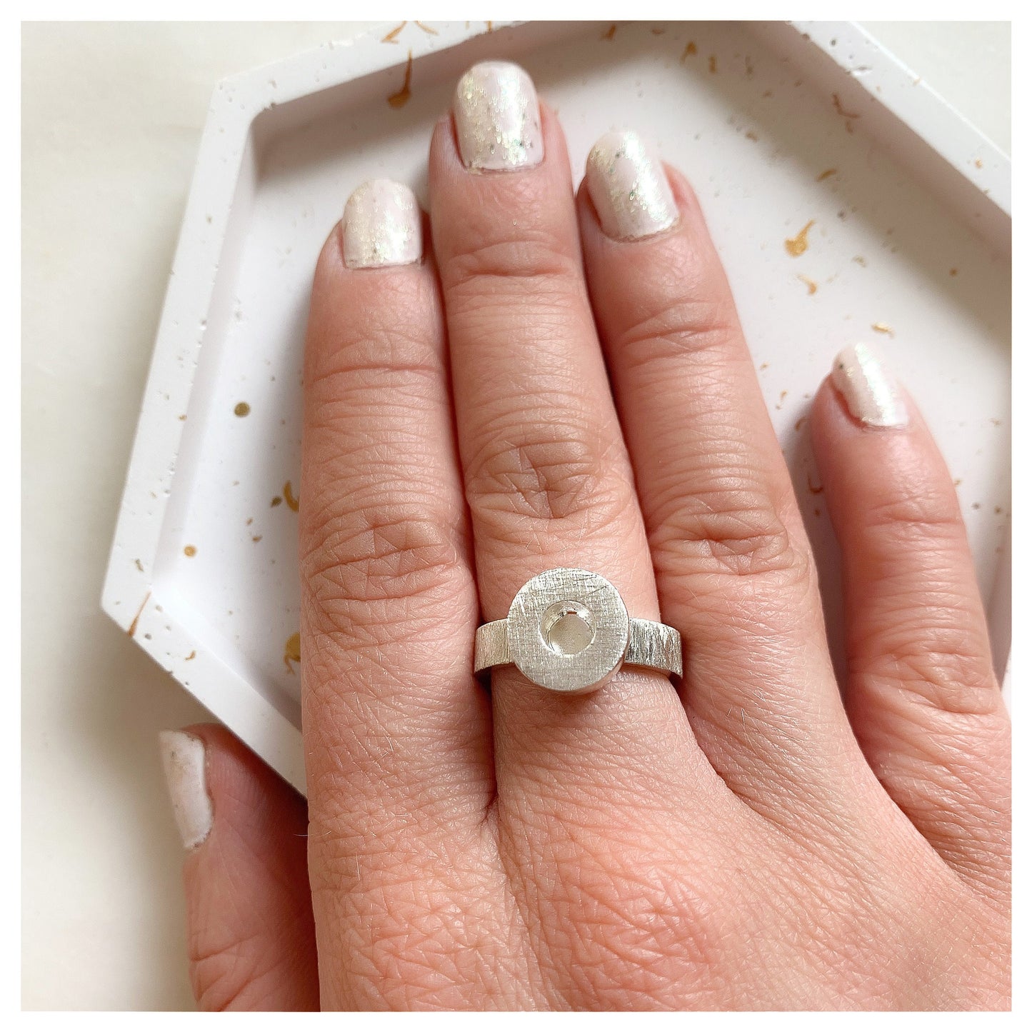 Sterling Silver Large Textured Donut Ring