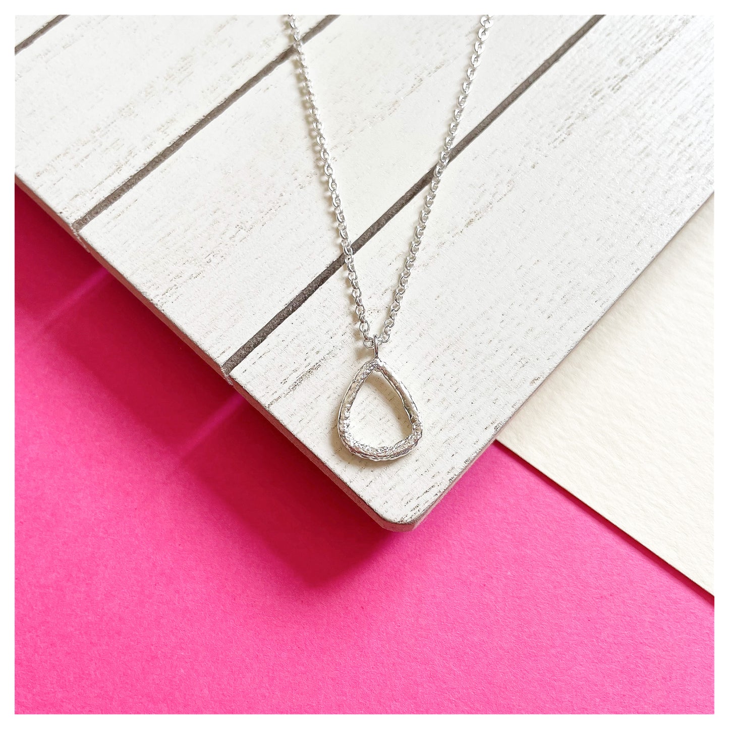 Sterling Silver Organic Raindrop Pendant Necklace