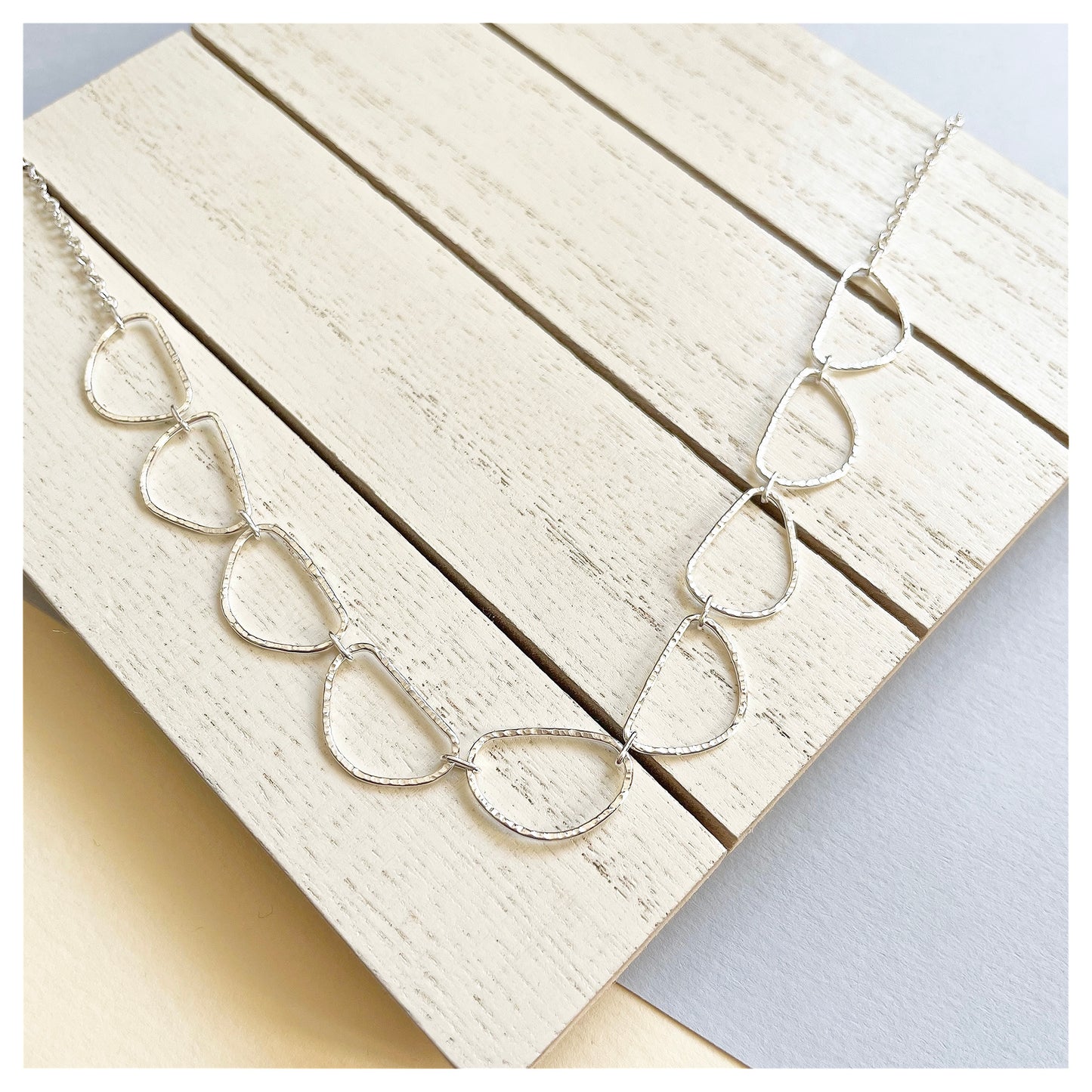 Sterling Silver Small Organic Link Chain Necklace.