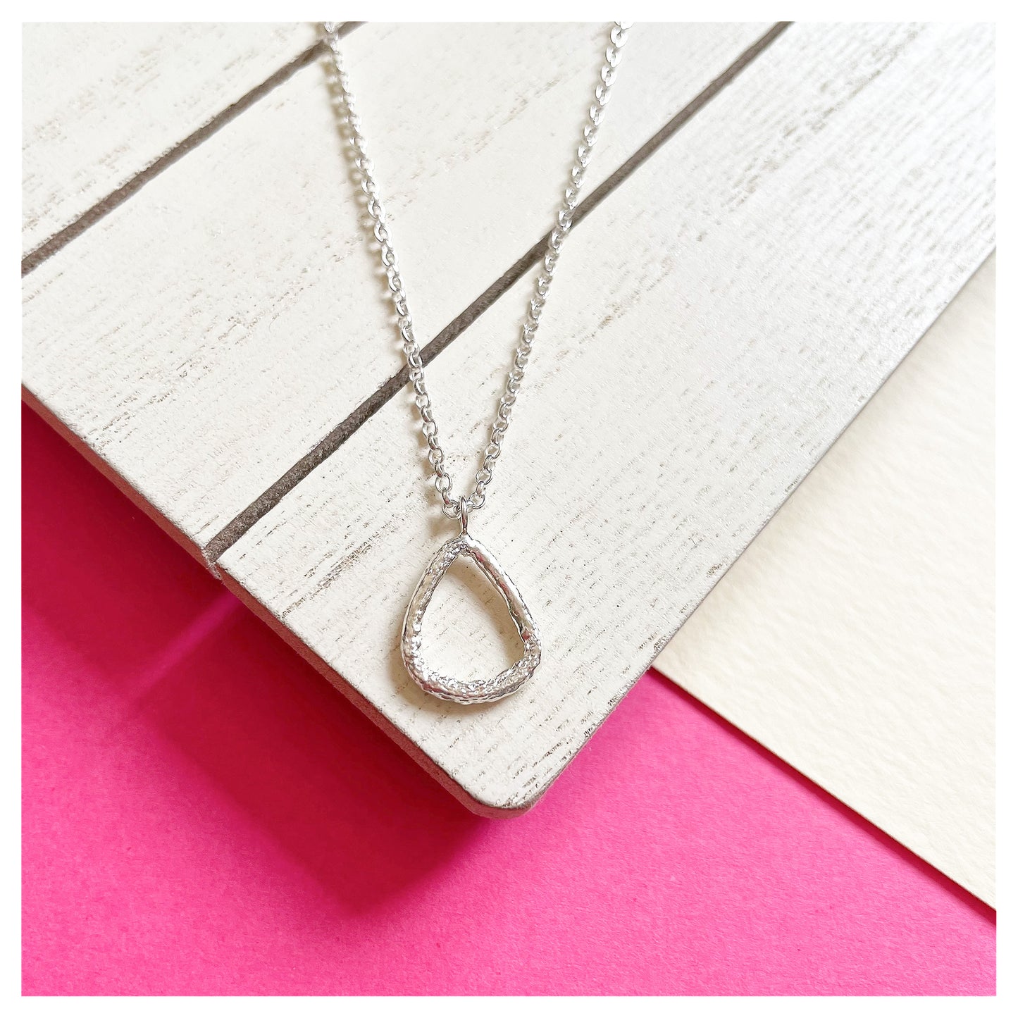 Sterling Silver Organic Raindrop Pendant Necklace